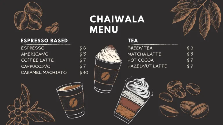 Chaiwala Menu
